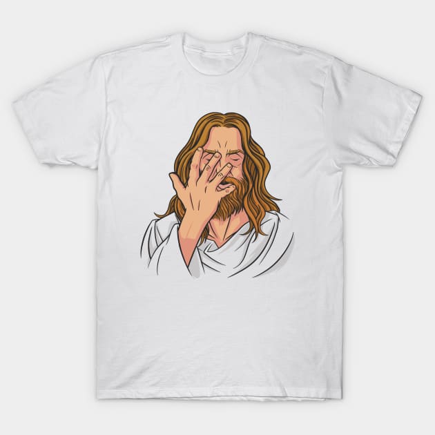 Frustrated Jesus // Funny Jesus Illustration T-Shirt by SLAG_Creative